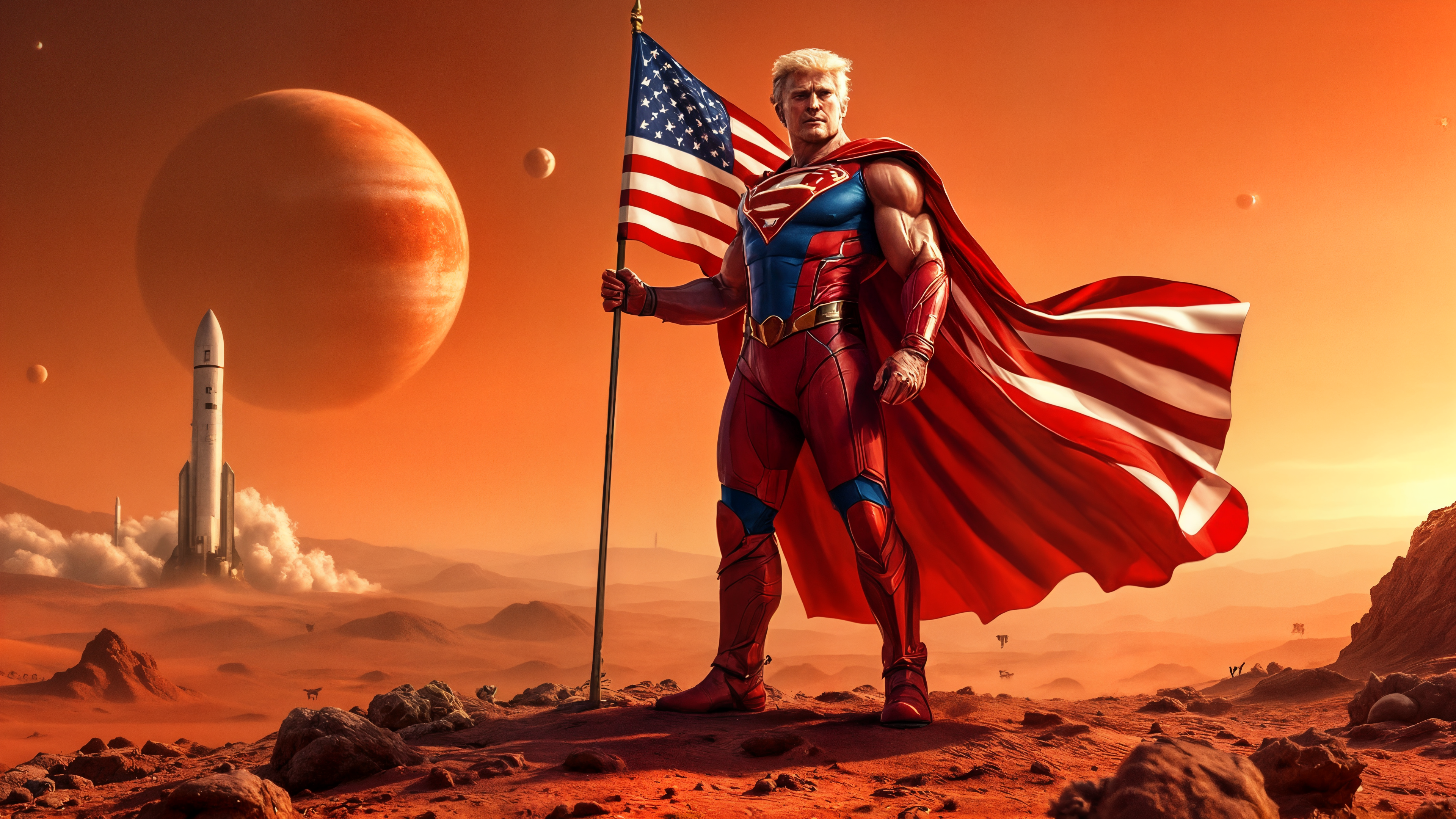 Elon Musk and Donald Trump playing golf on the moon